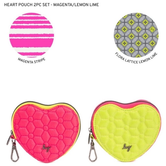 lug Handbags - 2PC. LUG TWO TONE ZIPPERED HEART SET